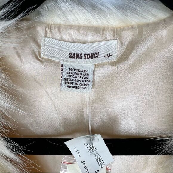 New! Sans Souci Faux Fur Cream White Women’s Vest Size M Bohemian, Cowgirl - Picture 12 of 14